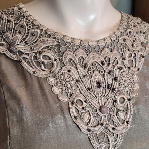 Quizz Fashion Gray Embroidered Layered Lagenlook Blouse Womens Small Boho Indie - Picture 3 of 8